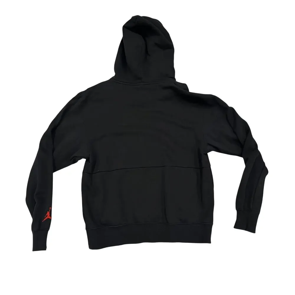 Jordan Jumpman Holiday Pullover Hoodie Mens M Black AJ1 Cross Stitch EUC